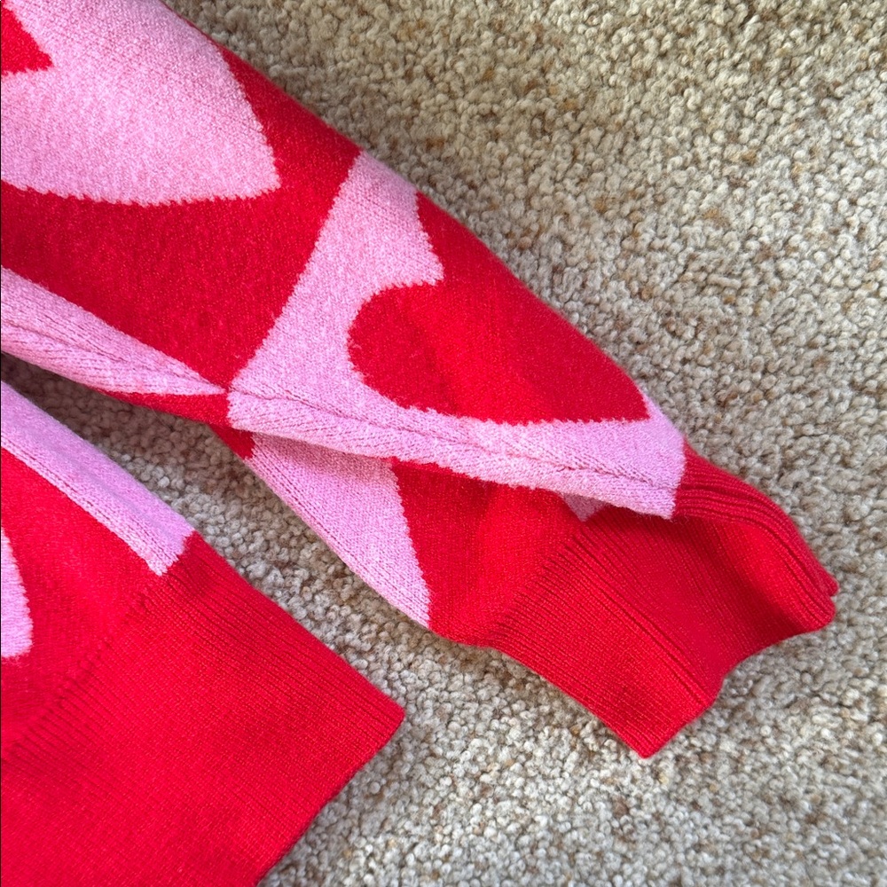 Red and Pink Heart-Print Button-Front Cardigan - Picture 7 of 11